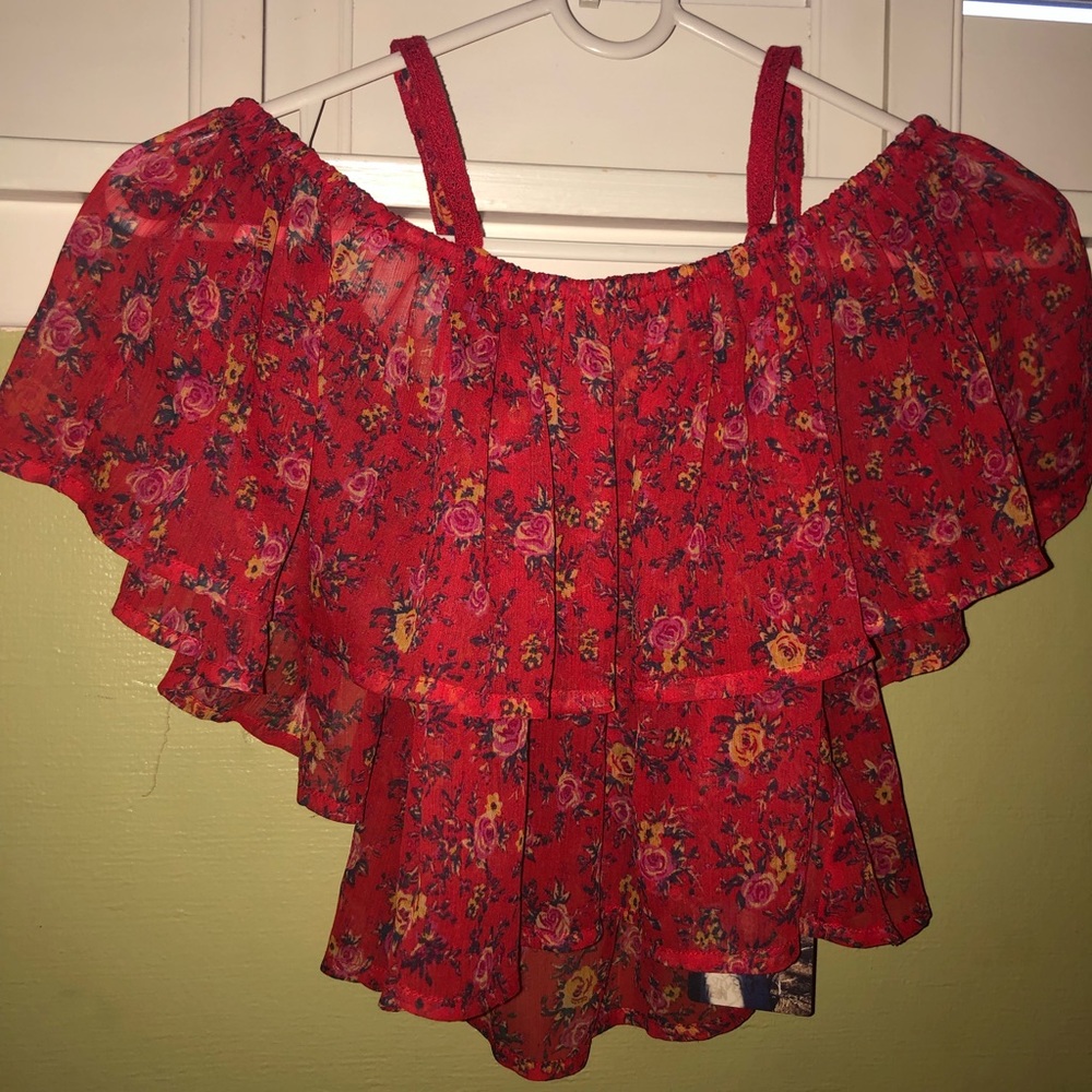 Floral boho flowy off the shoulder blouse